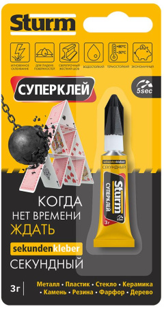 Суперклей 3г на единичном блистере, 12 шт. в упаковке STURM 07-17-07; УТ-00000133